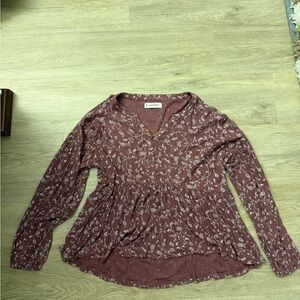Lucky Brand Burgundy Floral Blouse